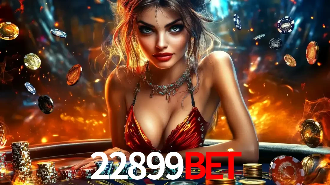 Mulher em uma mesa de cassino com pilhas de fichas e um fundo de fogo, pronta para uma rodada de altas apostas nos jogos de mesa emocionantes do cassino 22899bet.